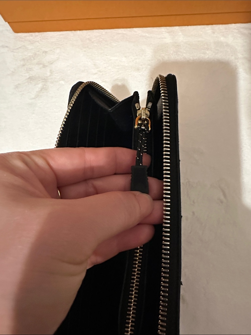 Saint Laurent Black Chevron Quilted Zip-Around Wallet with Gold YSL - Picture 8 of 13